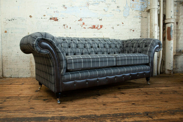 Chesterfield Sofa Dreisitzer Polster Design Couchen Sofas Garnitur Grau