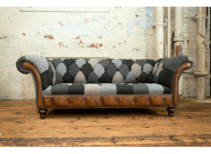 Chesterfield Design Couch 3er Deisitzer Couchen Stoff Sofa Sitz Polster Sofas