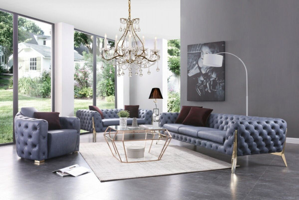 Luxus Hochwertige Sofa Couch Polster Sitz 3+2+1 Garnitur Chesterfield Garnituren