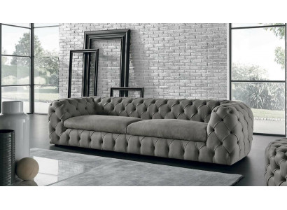 Klassische Dreisitzer Couch Sofa Polster 3 Sitzer Stoff Stoffsofa Chesterfield