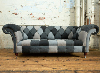 Sofa 3 Sitzer Couch design Chesterfield Sitz Garnitur Leder Textil Polster Neu