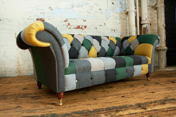 Dreisitzer Couch Polster Design Sofa 3er Sitz Sofas Zimmer Möbel Grün Moderne