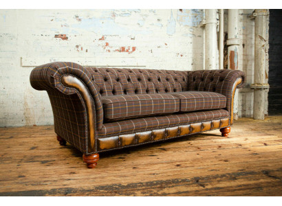 Klassische Chesterfield Sofa 3 Sitzer Design Sofas Polster Couchen Leder Braun