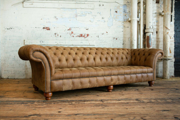 Chesterfield Braune Couch Sofa Polster 4 Sitzer Couchen Sitz Garnitur