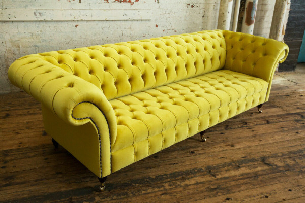 Design Sofa 4 Sitzer Polster Luxus Klassische Textil Chesterfield Sofas Couch