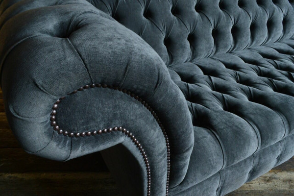 Designer Graue Chesterfield Couch Big Sofa 4-Sitzer Polster Möbel