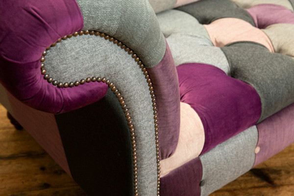 Chesterfield 2 Sitzer Sofa Textil Couch Polster Design Bunt Sofas