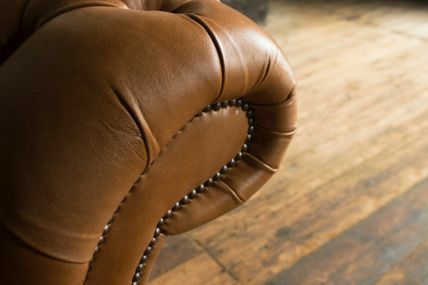 Braunes Chesterfield Sofa Luxus 4-Sitzer Couch Polster Stoff Sitzer