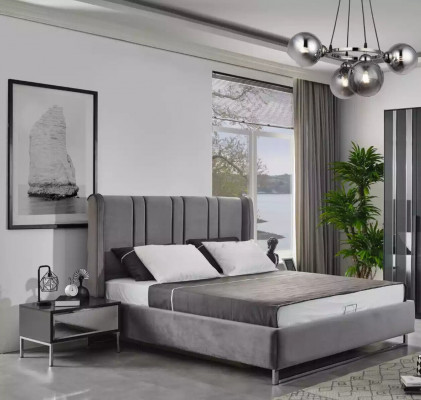 Schlafzimmer Bett 2x Nachttische Kleiderschrank Spiegel Design Luxus 6tlg