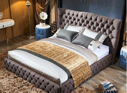 Chesterfield Big Bett Großer Kopfteil Ohren Betten Polster Doppelbett