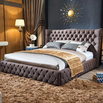 Chesterfield Big Bett Großer Kopfteil Ohren Betten Polster Doppelbett