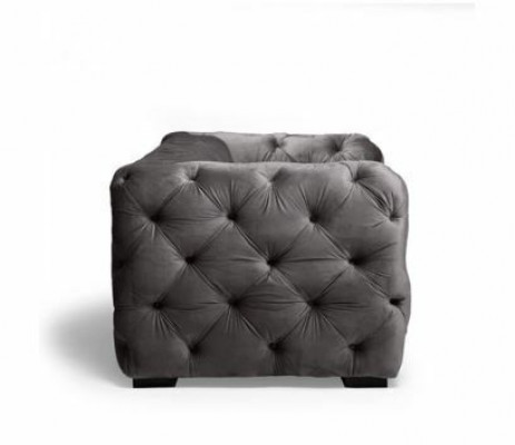 Graues Chesterfield Sofa Couch Polster Stoff Leder Couchen Polster Garnitur