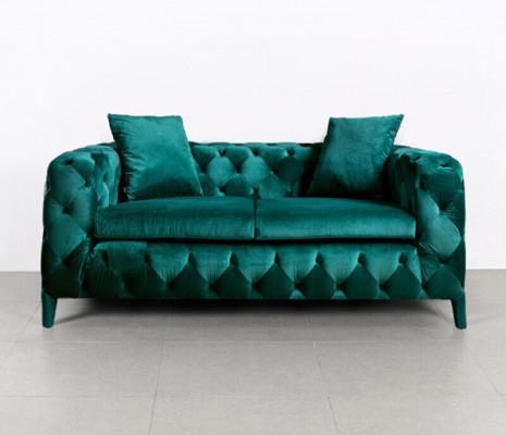 Grüne Chesterfield 3+1 Sitzgarnitur Sofa Stoff Couchen Polster Garnitur