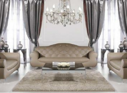 Beige Sofagarnitur Chesterfield Sofas Polster 3+1+1 Set Garnitur