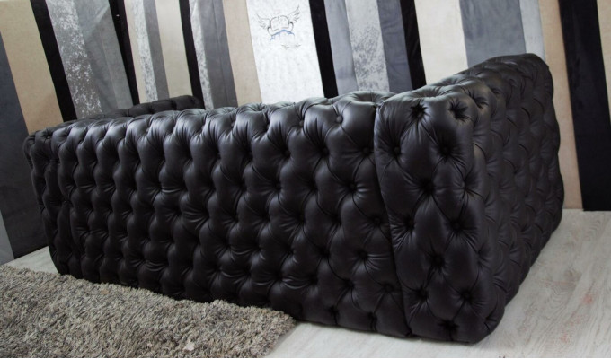 Schwarzer Chesterfield 3 Sitzer Couch Sofa Designer Luxus Garnitur 