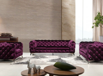 Sofa Chesterfield Polster Couch XXL Big Garnitur Textil 2+1+1 designer