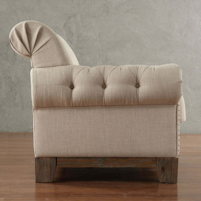 Chesterfield 2 Sitz Klassische Luxus Natur Holz Gestell Sofa Textil Leder Couch