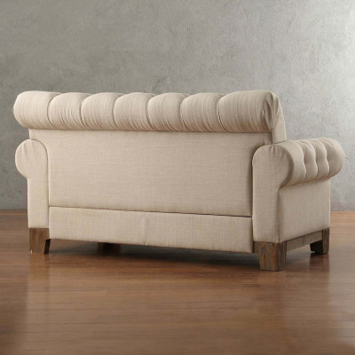 Chesterfield 2 Sitz Klassische Luxus Natur Holz Gestell Sofa Textil Leder Couch