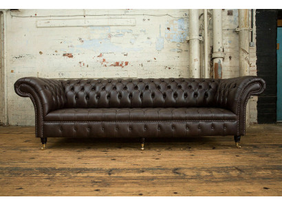 Braune Chesterfield Couch Polster 4-Sitzer Designer Wohnzimmer Couchen