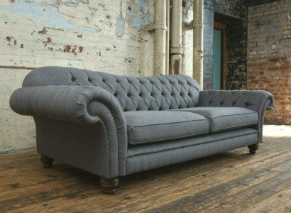 Sofa 4 Sitzer Couch design Chesterfield Sitz Garnitur Leder Textil Polster Neu