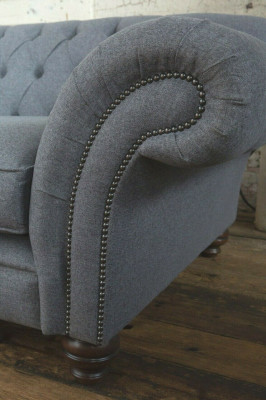 Modernes Sofa Chesterfield Couch 4 Sitzer Couchen Samt Leder Design Grau