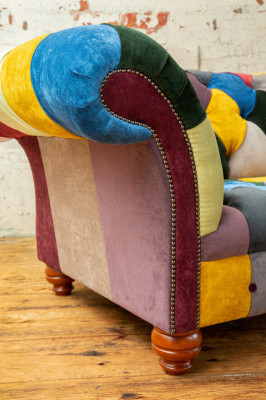 Modern Design Bunter Chesterfield 2 Sitzer Sofa Textil Couch Polster Design 