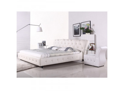 Weißes Gepolstertes Designer Chesterfield Bett Schlafzimmer Textil Möbel