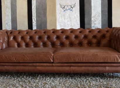 Chesterfield Sofa Couch Polster Stoff Leder Couchen Polster Garnitur 3 Sitzers