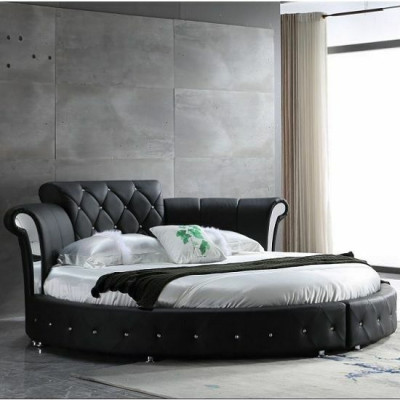 Luxus Chesterfield Bett Design Runde Polster Klassische Rundbett Leder Samt