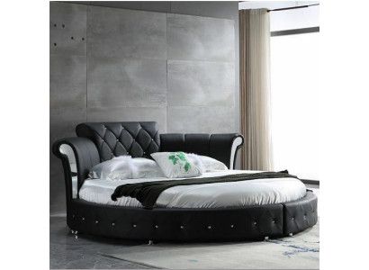 Luxus Chesterfield Bett Design Runde Polster Klassische Rundbett Leder Samt