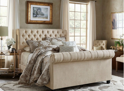 Großes Luxus Chesterfield Doppelbett Polster Betten Schlafzimmermöbel