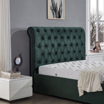 Modernes grünes Chesterfield Doppelbett Designer Luxus Betten