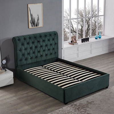 Modernes grünes Chesterfield Doppelbett Designer Luxus Betten