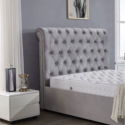 Royales Graues Schlafzimmer Bett Polster Betten Chesterfield Design Textil 