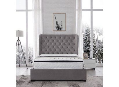 Luxuriöses Graues Designer Doppelbett Polstermöbel Betten