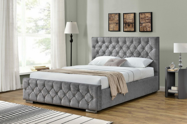 Chesterfield Bett Design Schlafzimmer Englisches Betten 160x200cm Textil Polster