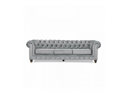 Chesterfield 5 Sitzer Klassische Luxus Sofa Textil Leder Couch Silber Couchen