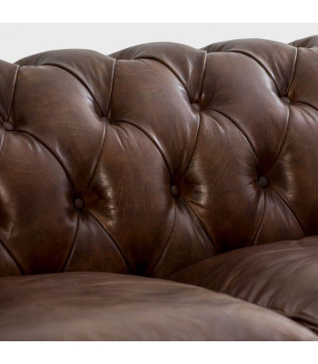 Englische Chesterfield Couch Leder Sofa Couchen Sofas Dreisitzer Braun Rollen