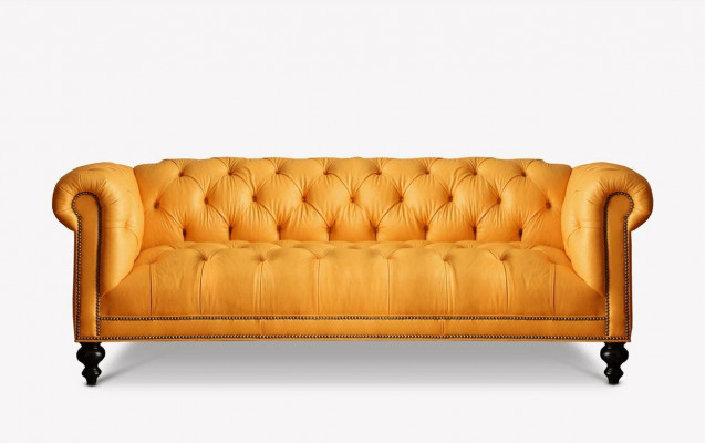 Brauner Chesterfield 3 Sitzer Sofa Ledersofa Couch Polster Möbel