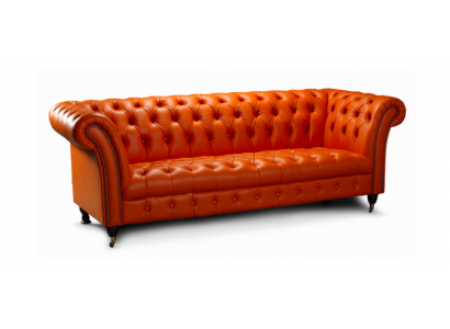 Designer Sofa 3 Sitzer Chesterfield Couch Polster Sofas Design Orange 