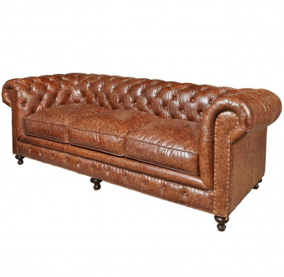 Designer Chesterfield brauner Dreisitzer Luxus 3-Sitzer Couch