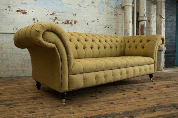Gelbe Couch Dreisitzer Polster Design Sofa 3er Sitz Sofas Zimmer Luxus Couchen