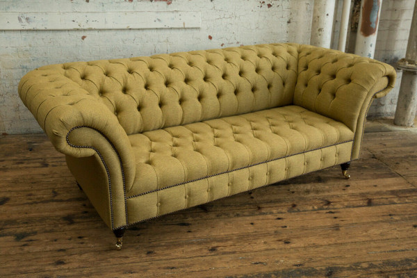 Gelbe Couch Dreisitzer Polster Design Sofa 3er Sitz Sofas Zimmer Luxus Couchen