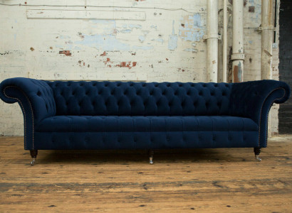 Chesterfield Sofa Samt Viersitzer Design Sofas Polster Couchen Couch Samt 265cm