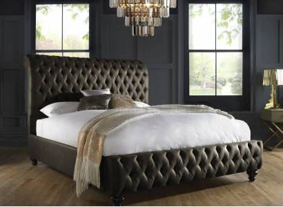 Chesterfield Textil Bett Schlafzimmer Betten Doppel Polster 140/160/180/200 cm
