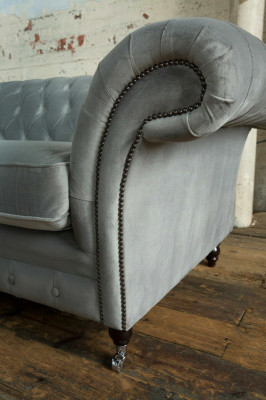 Chesterfield 4 Sitzer Polster Couch Modern Stil Leder Stoff Sofa Couchen Textil