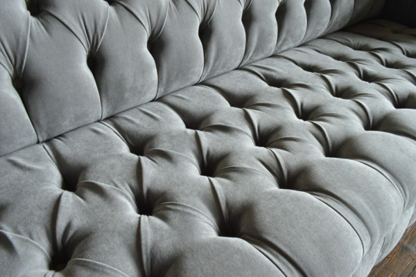Klassische Chesterfield Sofa 4 Sitzer Sofas Couchen Leder Grau Design Polster