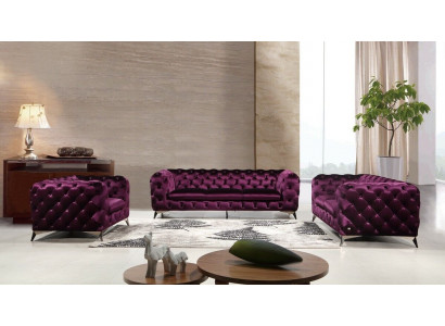 XXL Big Sofa Couch Chesterfield 3 Sitzer Polster Couchen Sitz Drei Textil Stoff