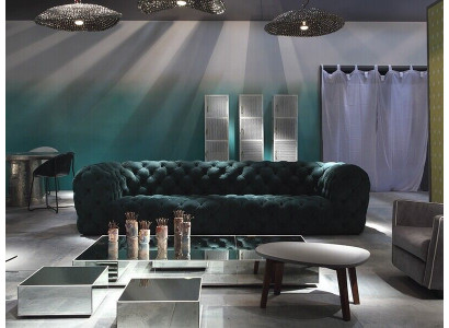 Luxus Chesterfield Samt Verlour Dreisitzer Stoff Couchen Polster Sofa