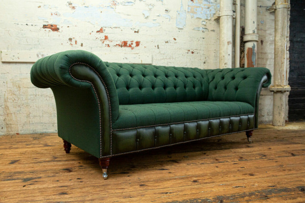 Designer Grünes Chesterfield Sofa Luxus 3-Sitzer Wohnzimmer Couch